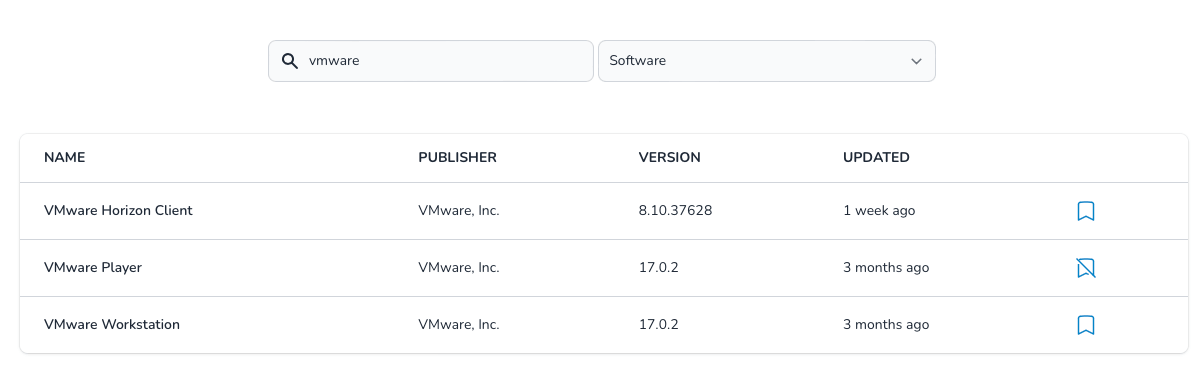Search for software vmware